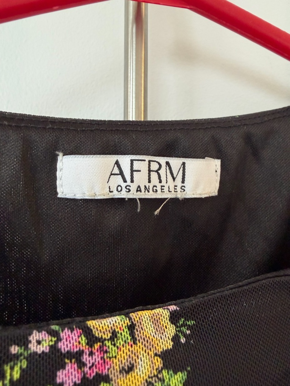AFRM Black Floral Mesh Midi Dress - Picture 4 of 5